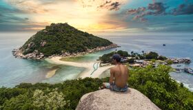 Tourist on the peak of the mountain, Thailand